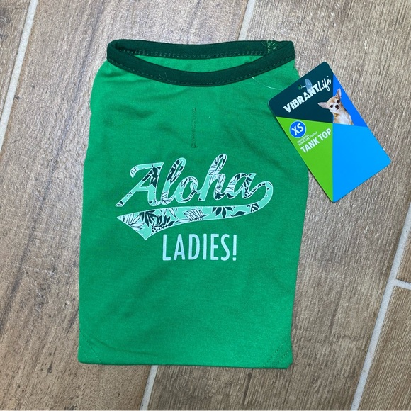 VibrantLife Aloha Ladies Dog Tank Top T Shirt Green XS - Picture 10 of 12